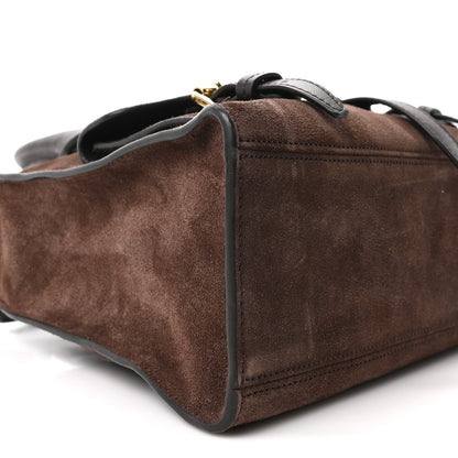 Small Suede Satchel Bag - Chocolate
