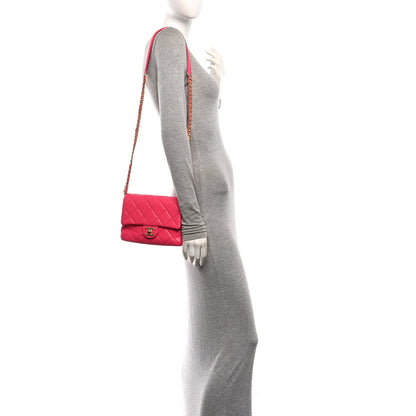Mini Quilted Caviar Flap Shoulder Bag - Pink