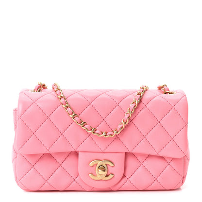 Mini Quilted Lambskin Flap Shoulder Bag - Tan