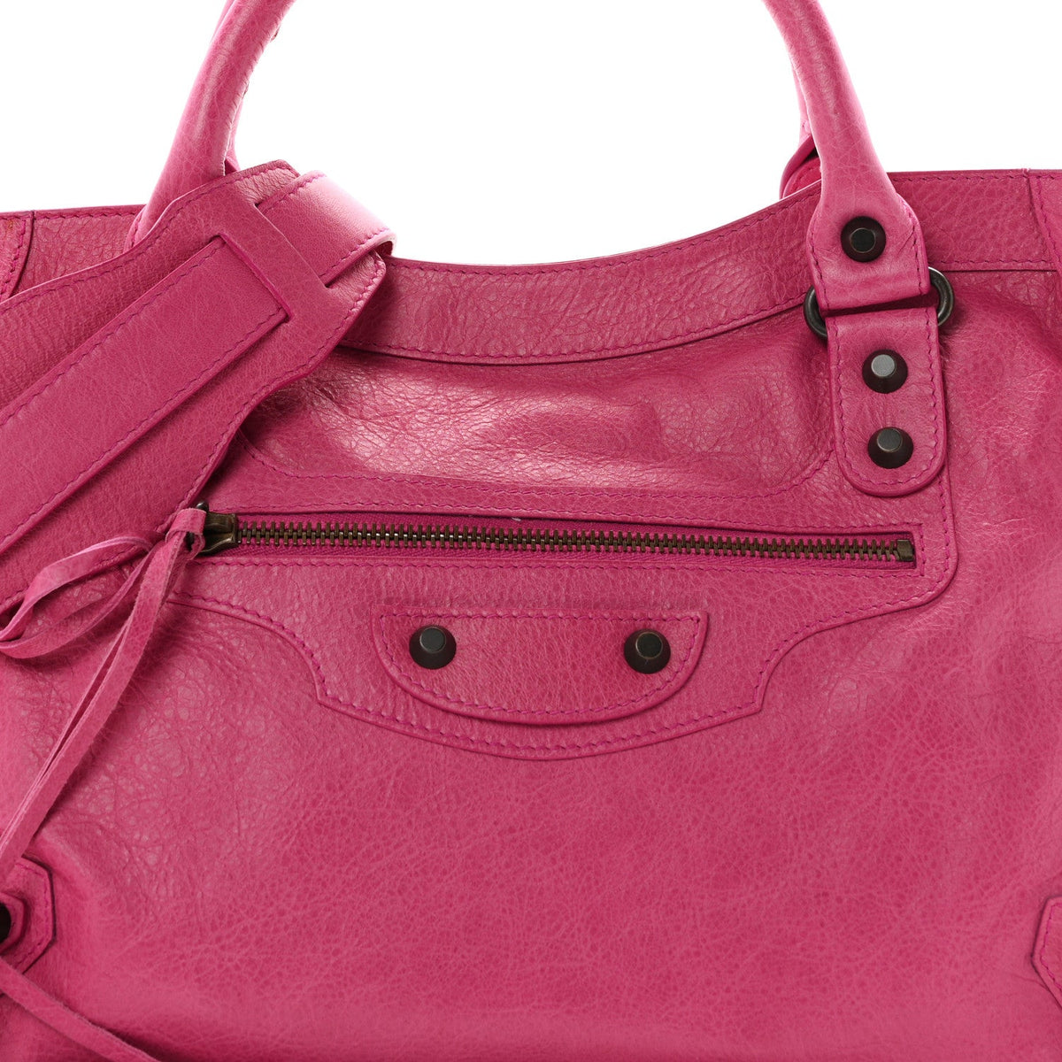 Agneau Classic Hardware City Cyclamen Fu Handbag