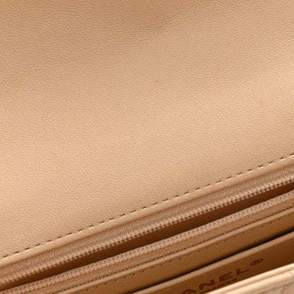 Mini Quilted Lambskin Flap Shoulder Bag - Tan
