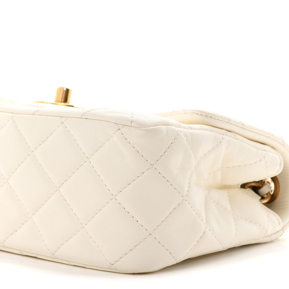 Mini Quilted Lambskin Flap Shoulder Bag - White