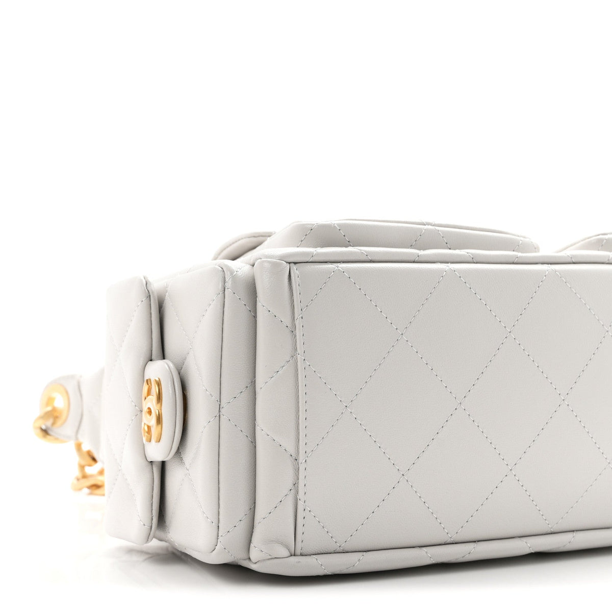 Large Quilted Lambskin Hobo Bag - Grey