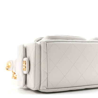 Large Quilted Lambskin Hobo Bag - Grey