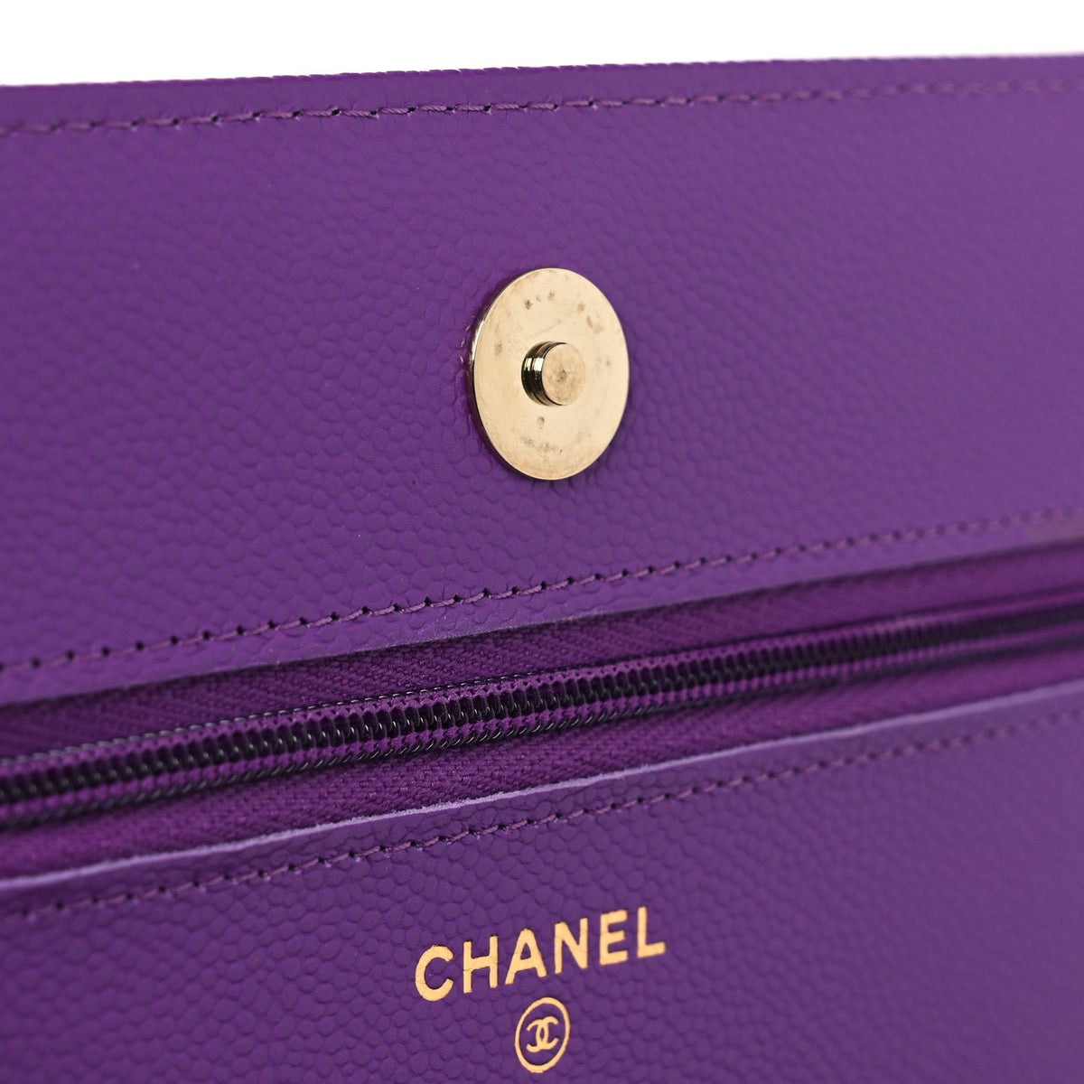 Quilted Caviar Wallet Bag - Purple