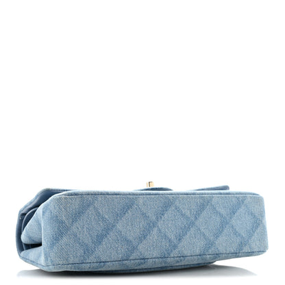 Medium Quilted Flap Shoulder Bag - Light Blue