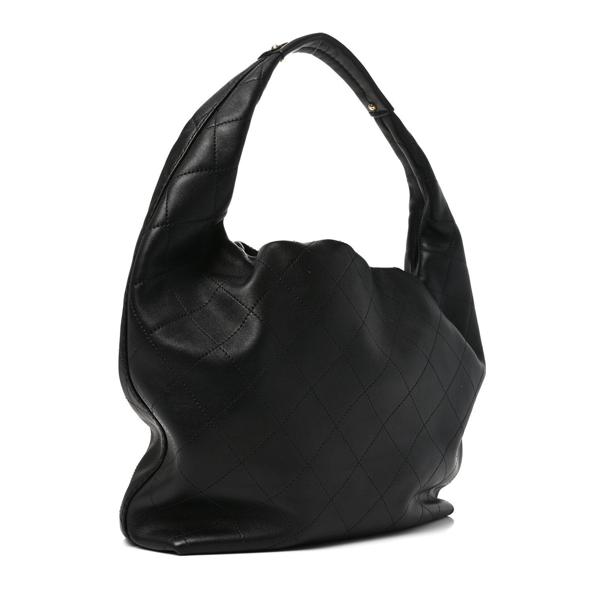 Small Quilted Calfskin Hobo Bag - Black