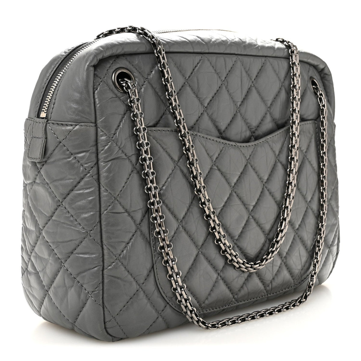 Large Quilted Calfskin Handbag - Grey