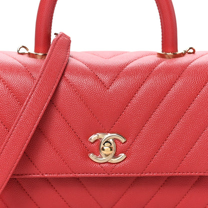 Mini Quilted Caviar Flap Shoulder Bag - Red