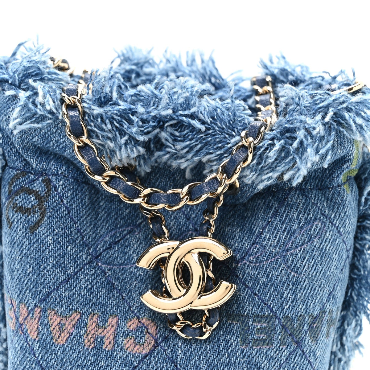 Mini Quilted Bucket Bag - Blue