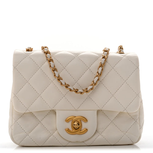 Mini Quilted Lambskin Flap Shoulder Bag - White