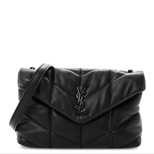 Quilted Lambskin Satchel Bag - Black