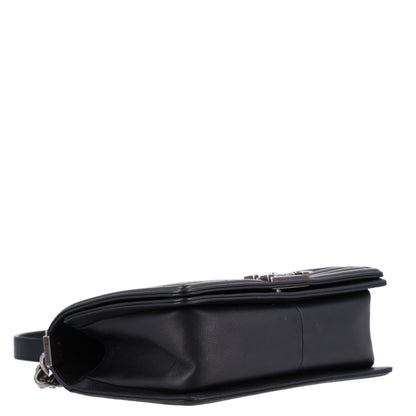 Medium Quilted Lambskin Flap Shoulder Bag - Black