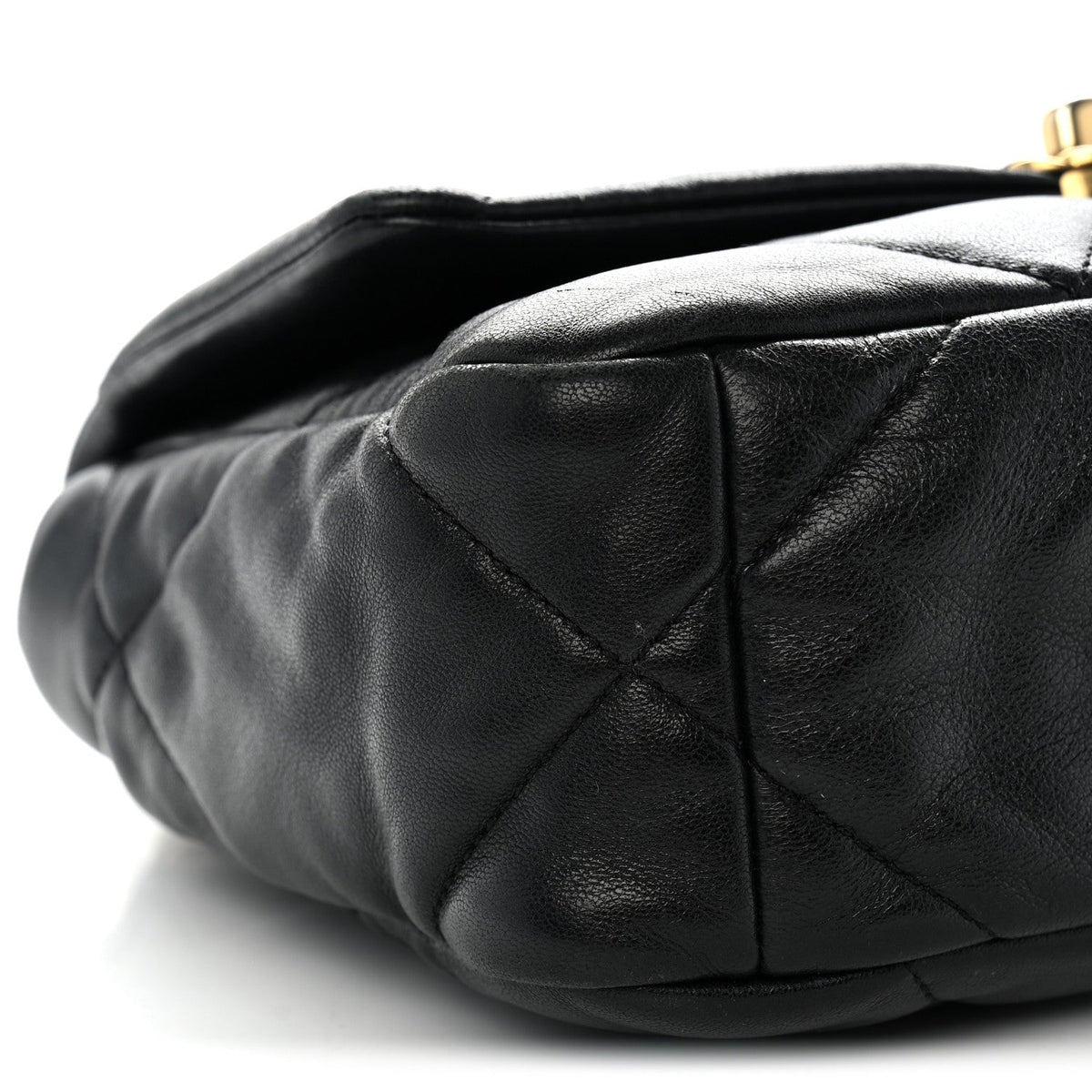Medium Quilted Goatskin Flap Shoulder Bag - Black