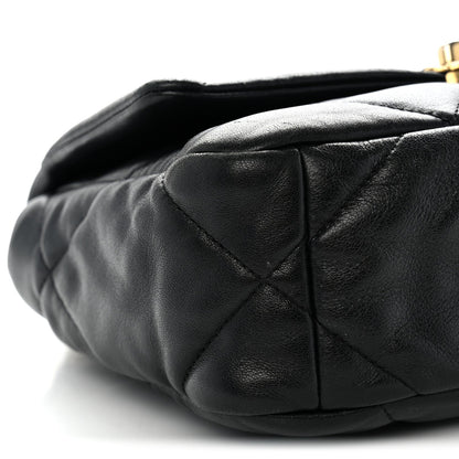 Medium Quilted Goatskin Flap Shoulder Bag - Black