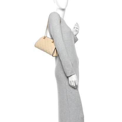 Quilted Lambskin Clutch Bag - Beige