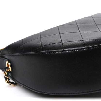 Quilted Lambskin Hobo Bag - Black