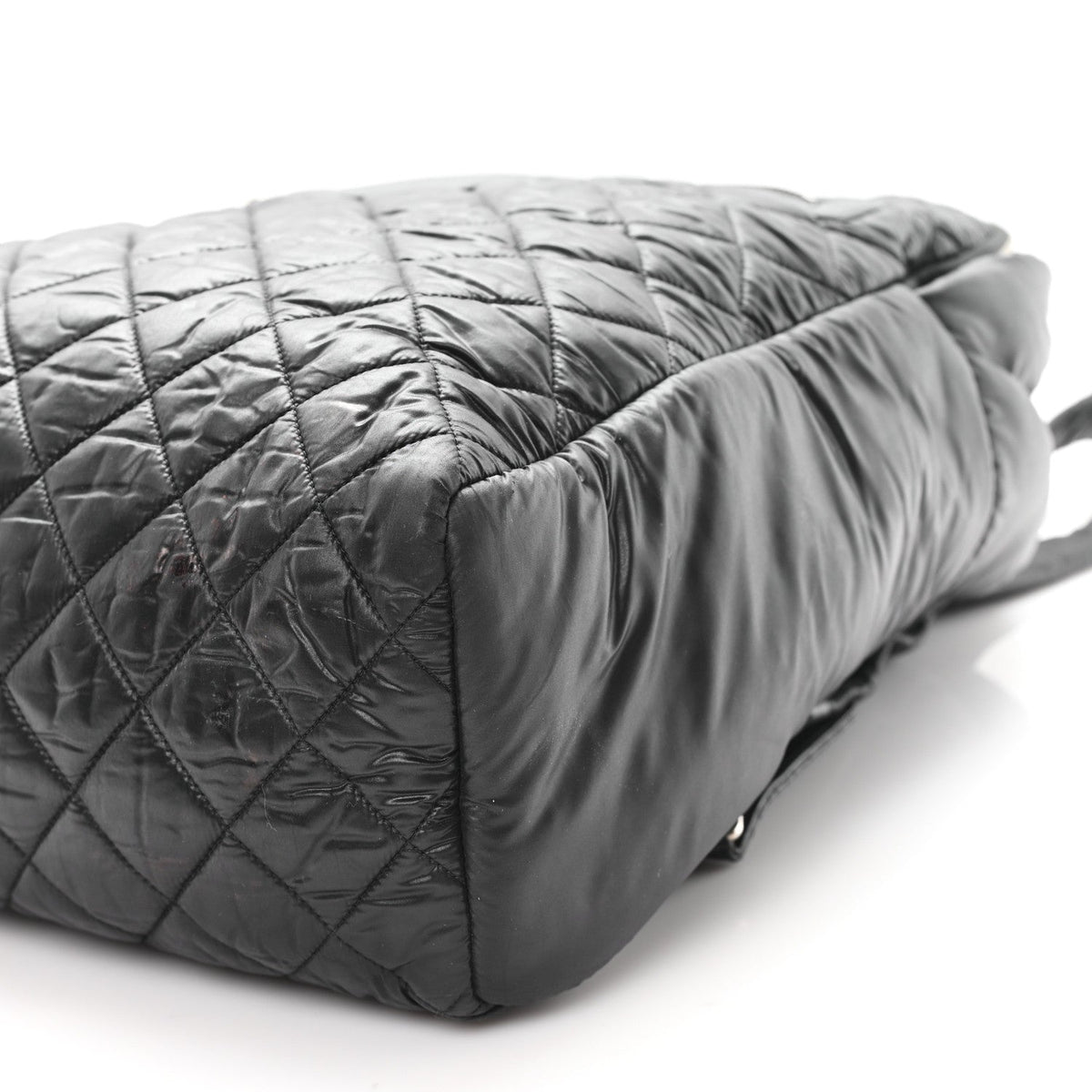 Quilted Nylon Backpack - Black