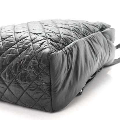 Quilted Nylon Backpack - Black