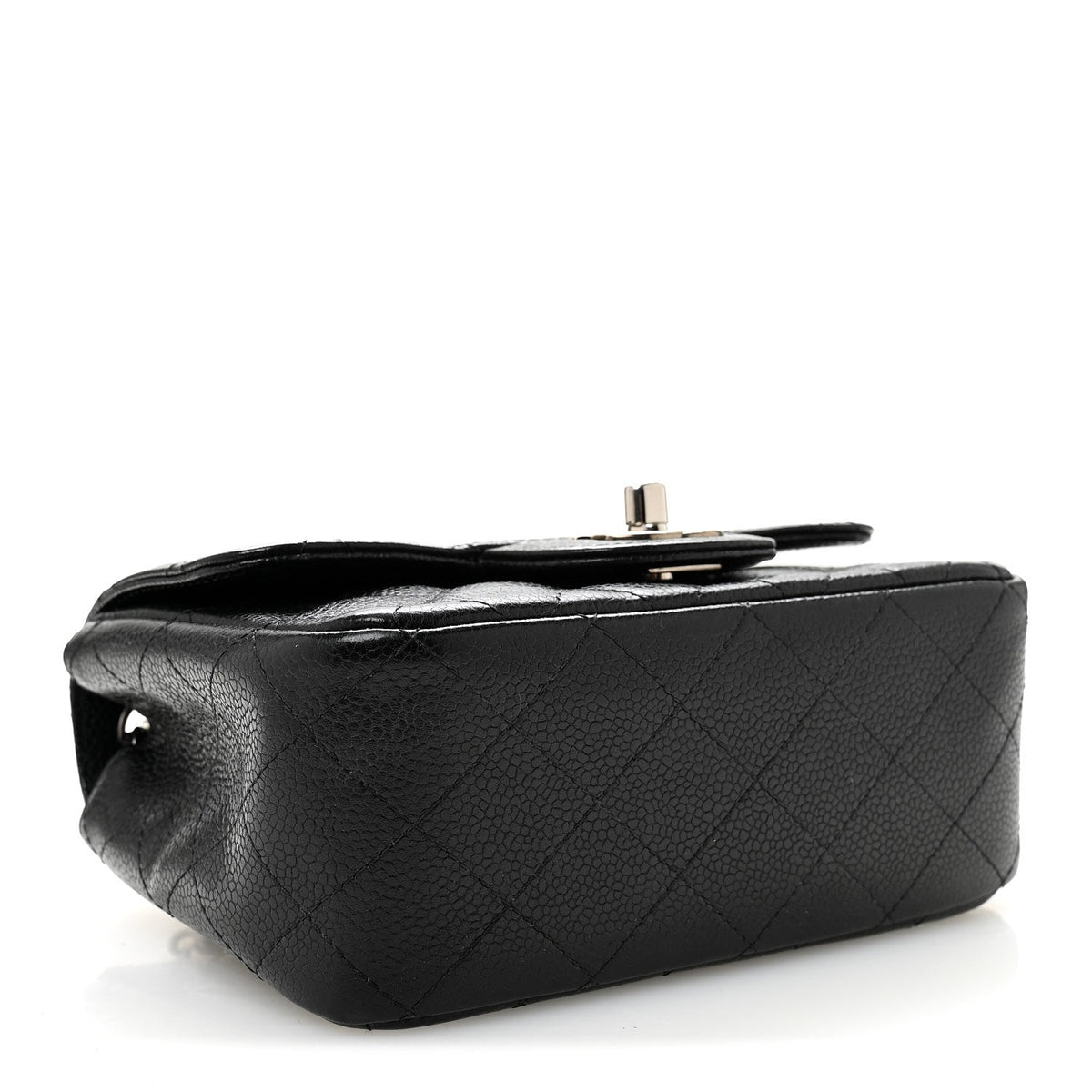 Mini Quilted Caviar Flap Shoulder Bag - Black