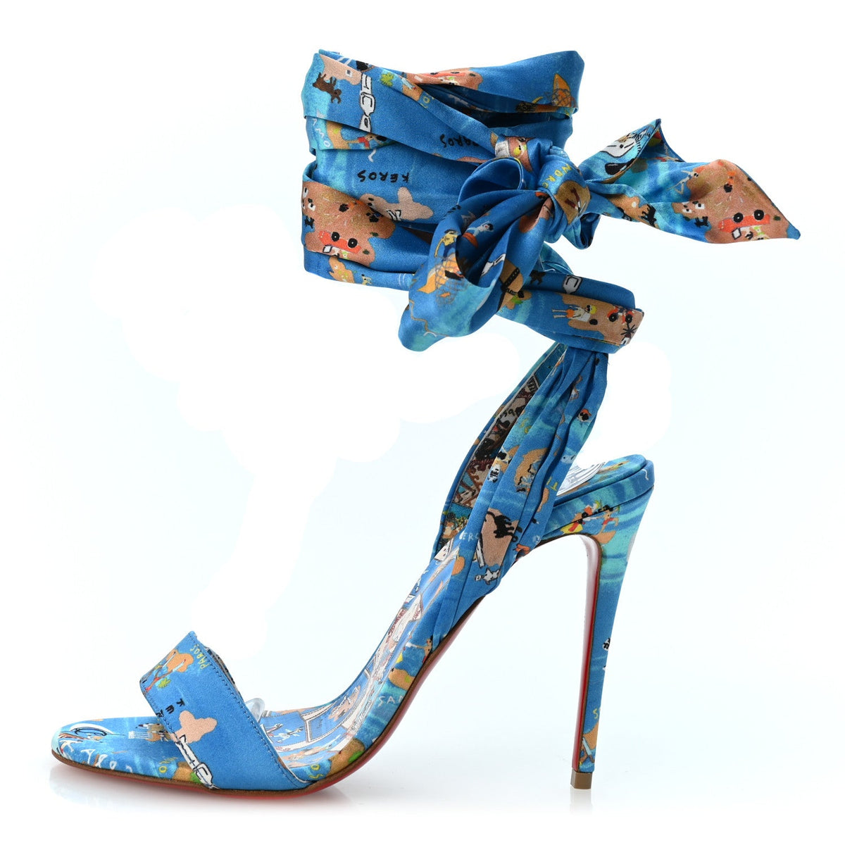 Crepe Satin Greekaba Du Desert Sandal Blue Multicolor