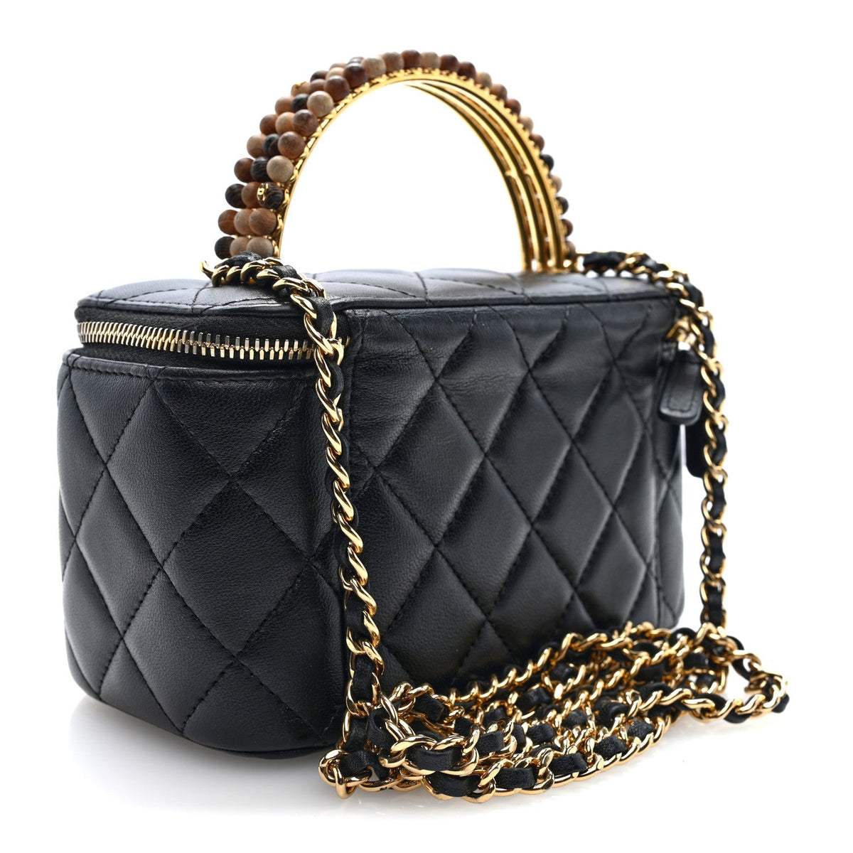 Small Quilted Lambskin Handbag - Black