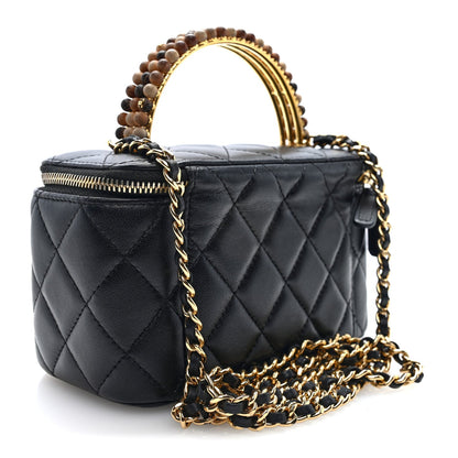 Small Quilted Lambskin Handbag - Black