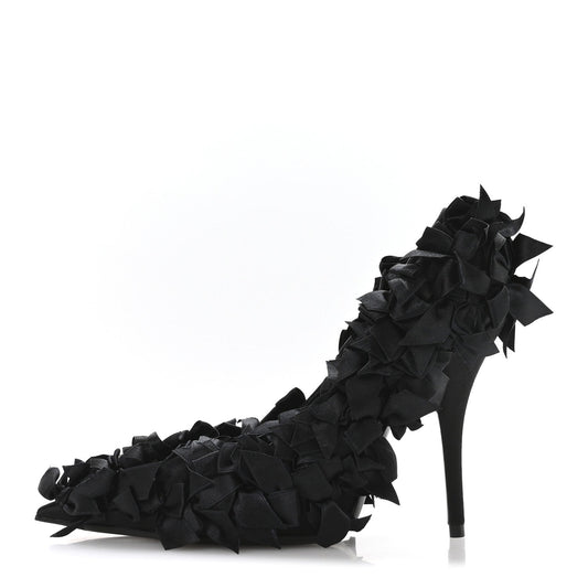 Satin Pointed Marie A Bows All Over 110Mm Pumps Black