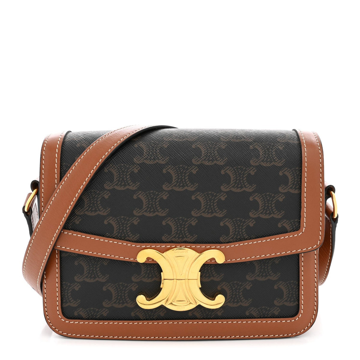 Calfskin Canvas Handbag - Tan