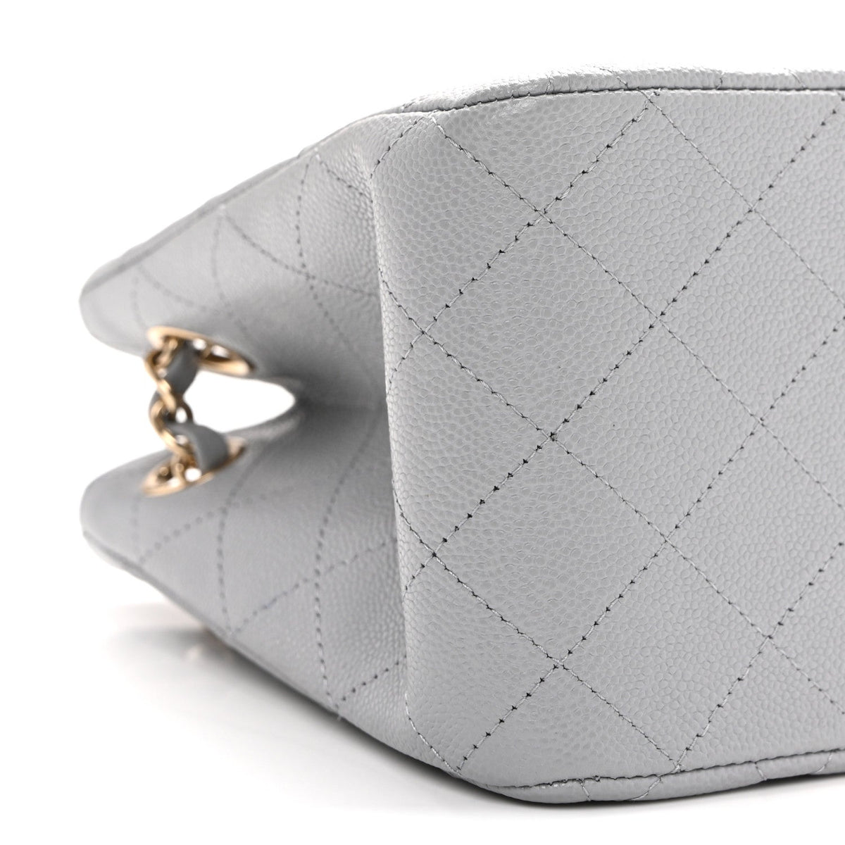 Mini Quilted Caviar Bucket Bag - Grey