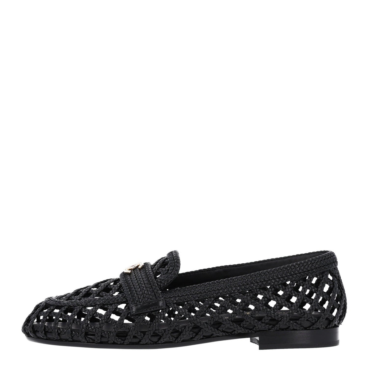 Braided Lambskin CC Mocassin Loafers Black