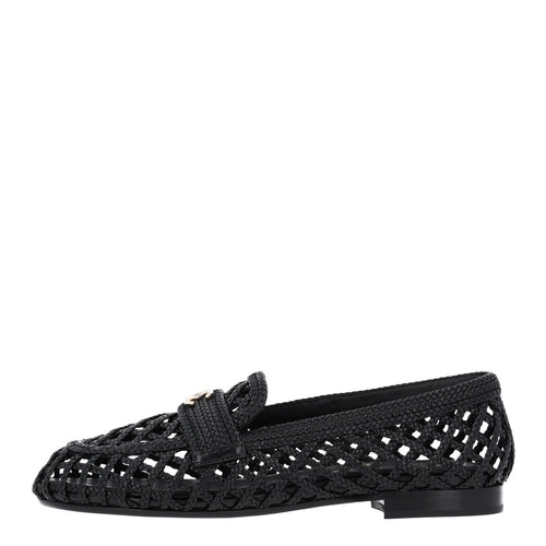 Braided Lambskin CC Mocassin Loafers Black