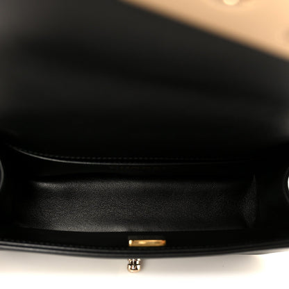 Small Quilted Lambskin Flap Shoulder Bag - Black
