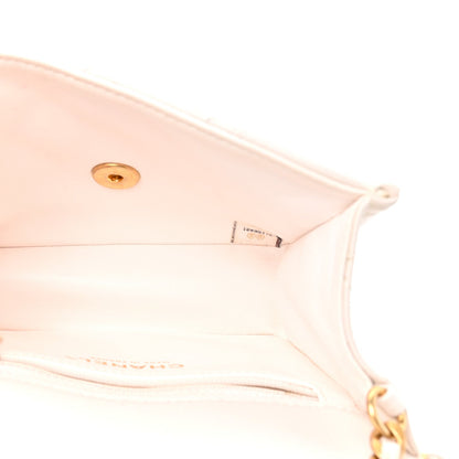 Mini Quilted Caviar Flap Shoulder Bag - White