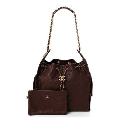 Medium Quilted Caviar Handbag - Brown