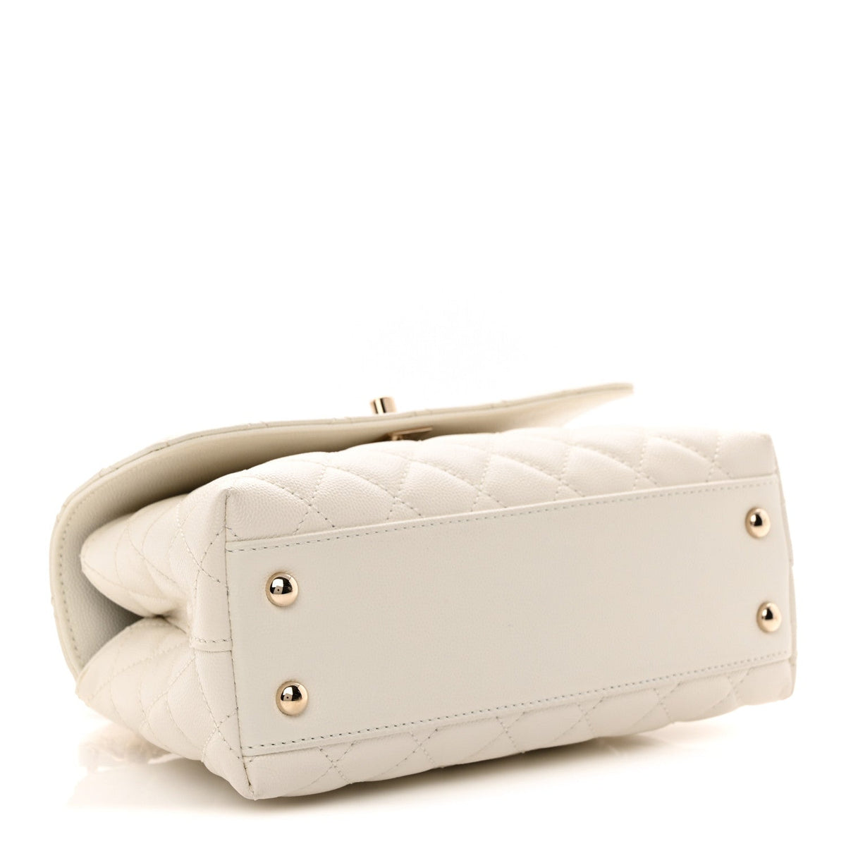 Mini Quilted Caviar Flap Shoulder Bag - White