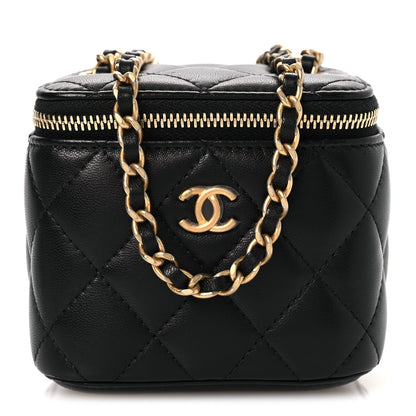 Mini Quilted Lambskin Handbag - Black