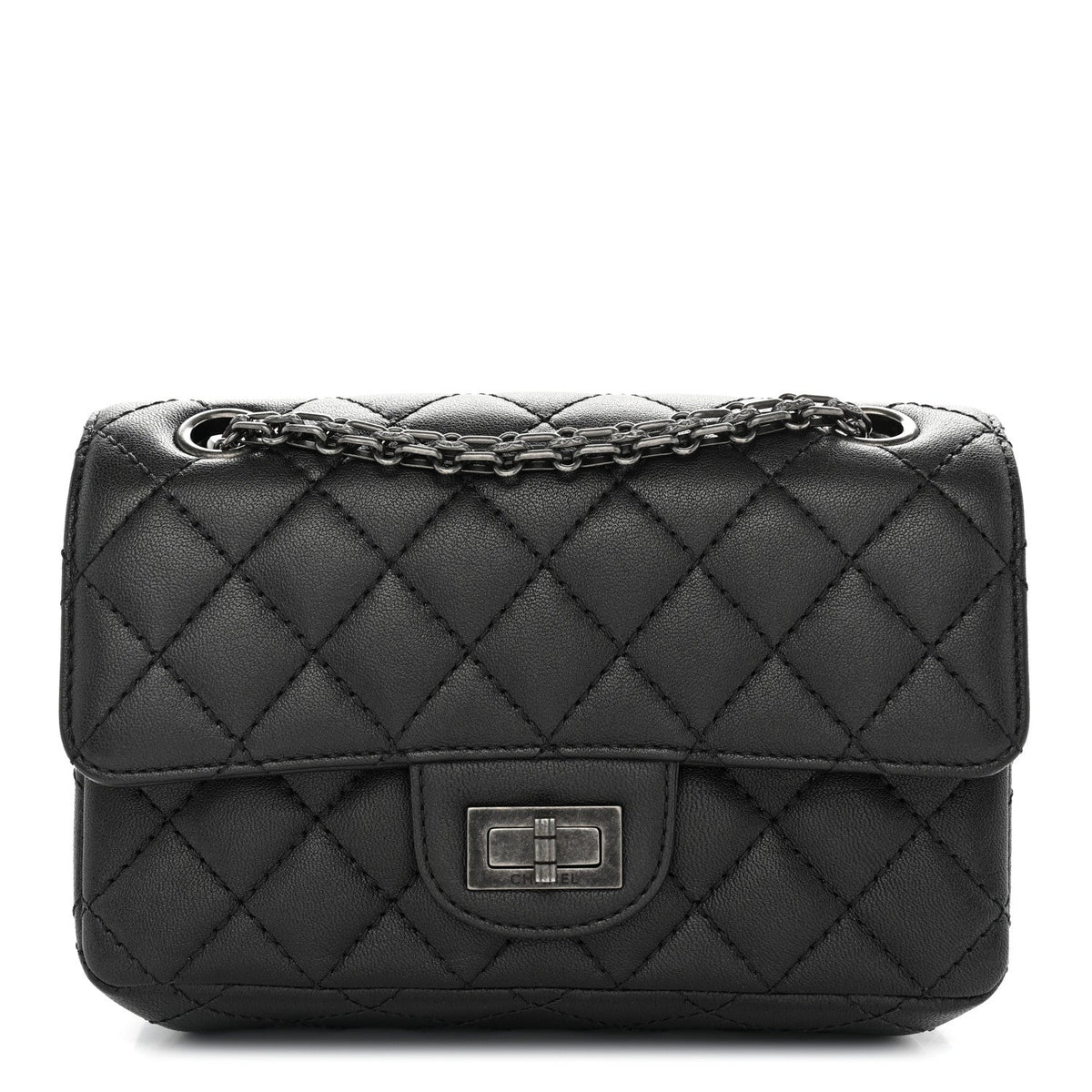 Mini Quilted Sheepskin Flap Shoulder Bag - Grey