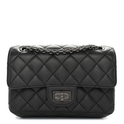 Mini Quilted Sheepskin Flap Shoulder Bag - Grey