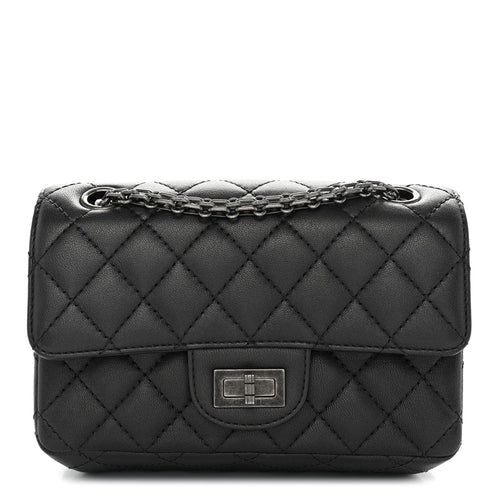 Mini Quilted Sheepskin Flap Shoulder Bag - Grey