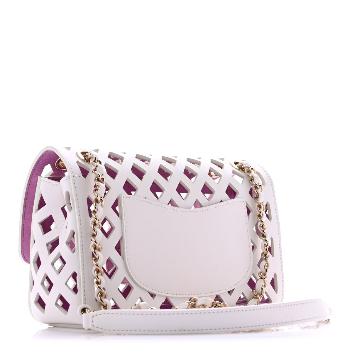 Small Lambskin Flap Shoulder Bag - White