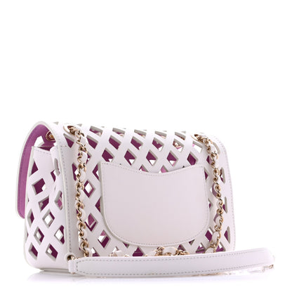 Small Lambskin Flap Shoulder Bag - White