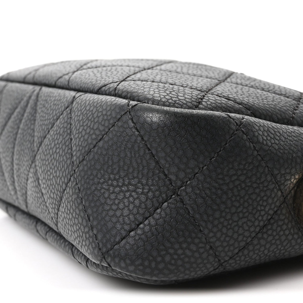Mini Quilted Caviar Handbag - Black
