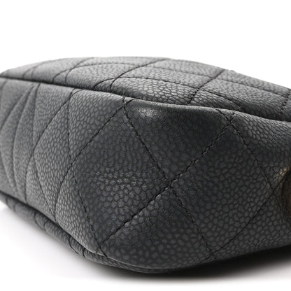 Mini Quilted Caviar Handbag - Black