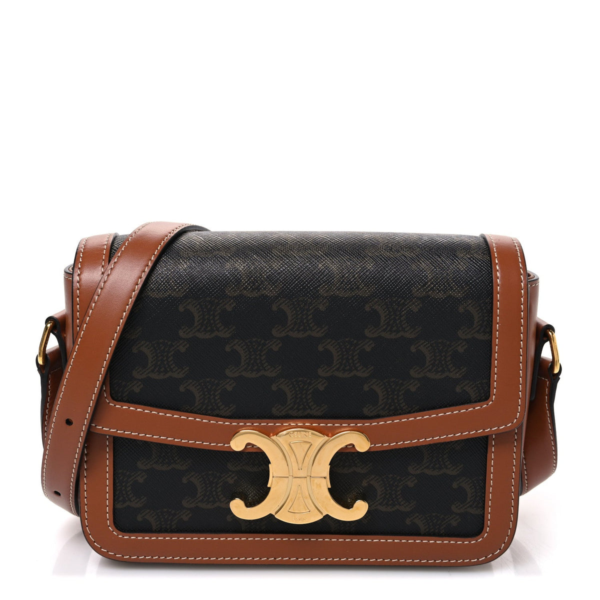 Calfskin Canvas Handbag - Tan