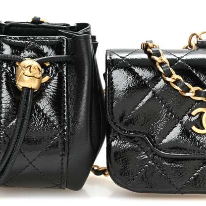 Quilted Lambskin Clutch Bag - Black
