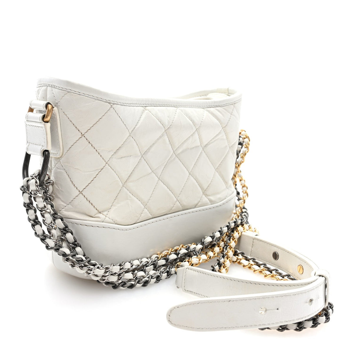Small Quilted Calfskin Hobo Bag - White