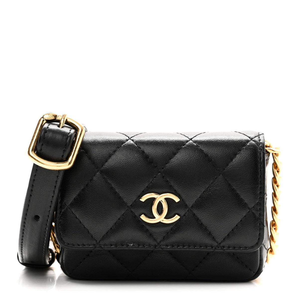 Mini Quilted Lambskin Belt Bag - Black