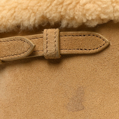 Medium Suede Shearling Handbag - Natural