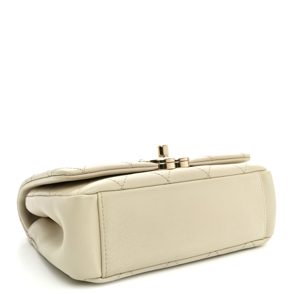 Medium Quilted Lambskin Flap Shoulder Bag - Beige